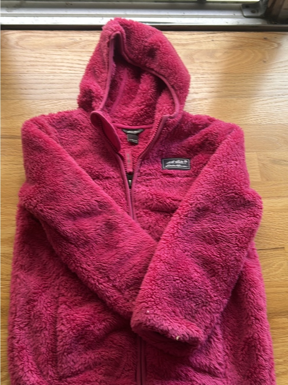 Eddie Bauer Girls Plush Hooded Fleece Jacket - Magenta